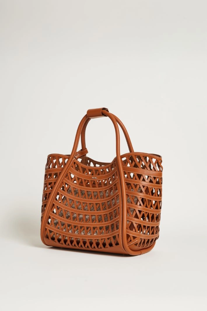 Woven leather bag - BROWN