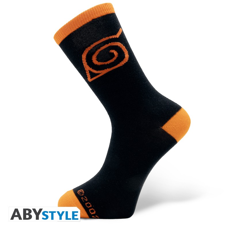 NARUTO SHIPPUDEN Socks Black & Orange Konoha