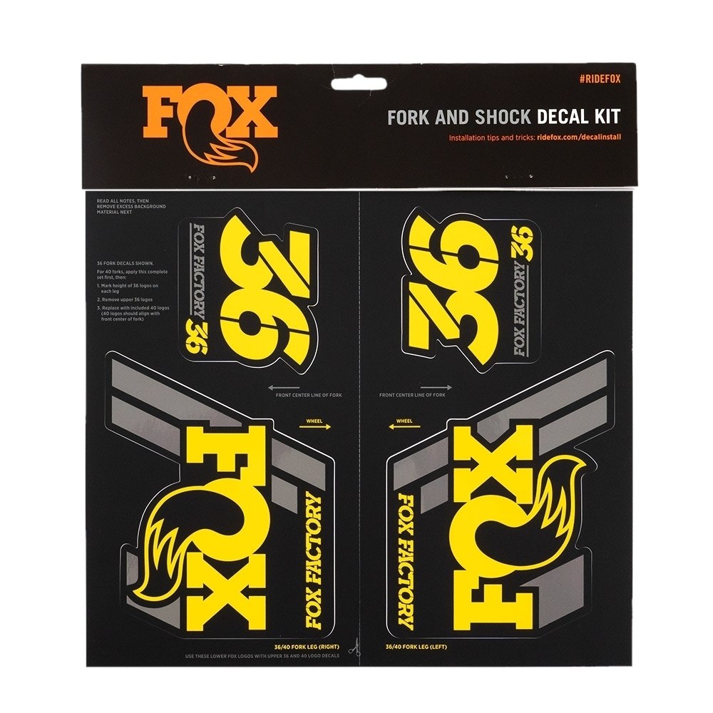 FOX Decal Kit 2019 AM Heritage for Suspension Fork and Rear Shock - yellow