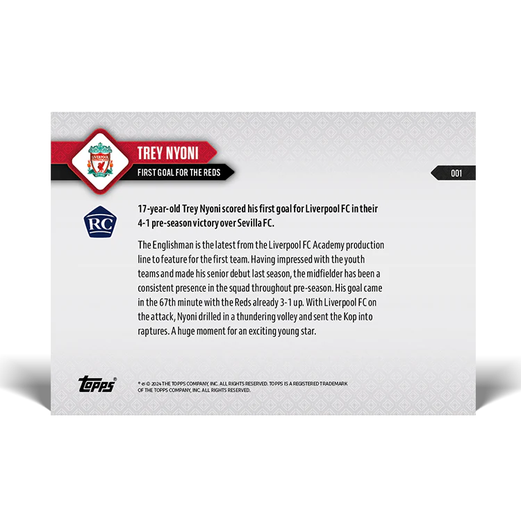 Trey Nyoni - First goal for the Reds - LIVERPOOL FC TOPPS NOW® Card 1