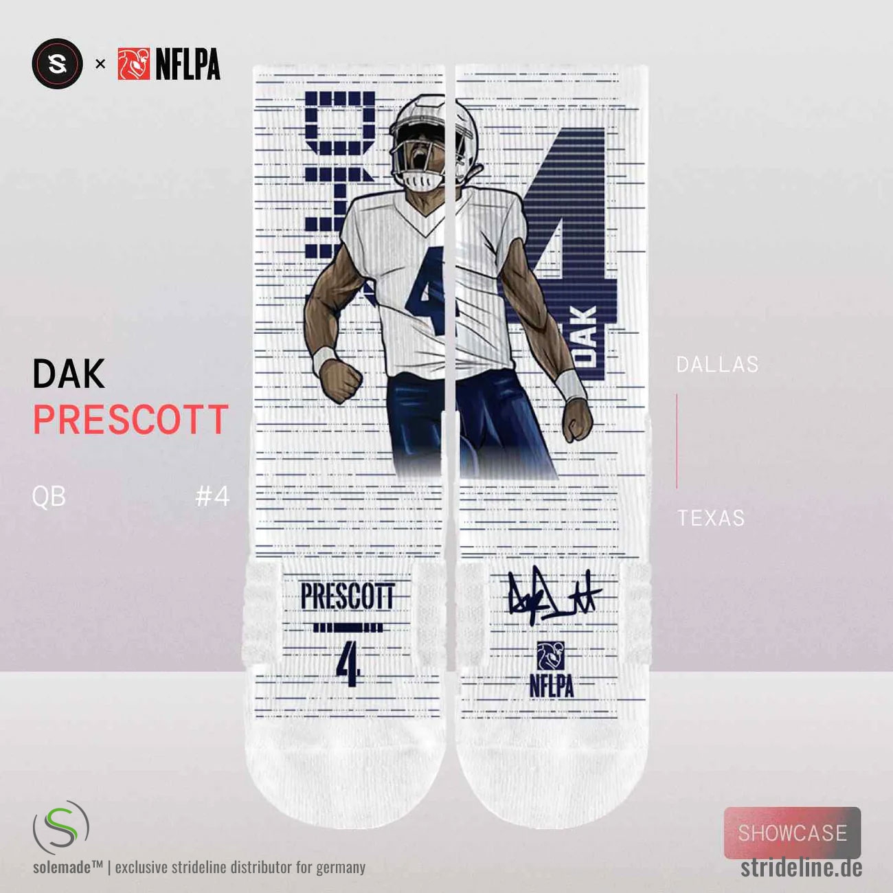 Dak Prescott #4 Dallas Cowboys Strideline Premium NFLPA Crew Socks