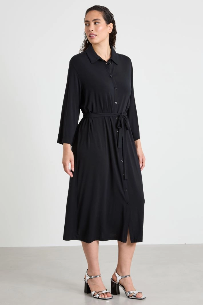 Jersey shirt dress - BLACK