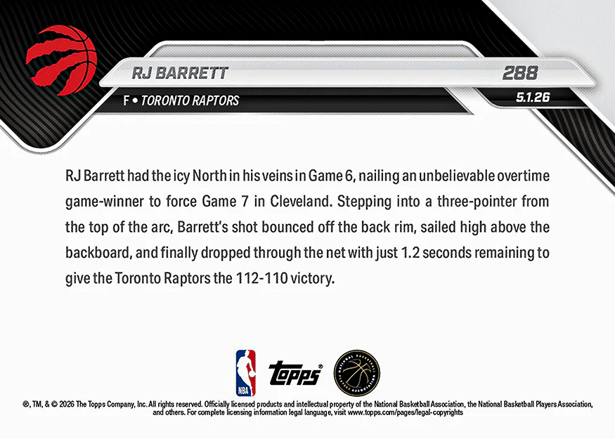 RJ Barrett - 2025-26 NBA Topps NOW® - Card 288