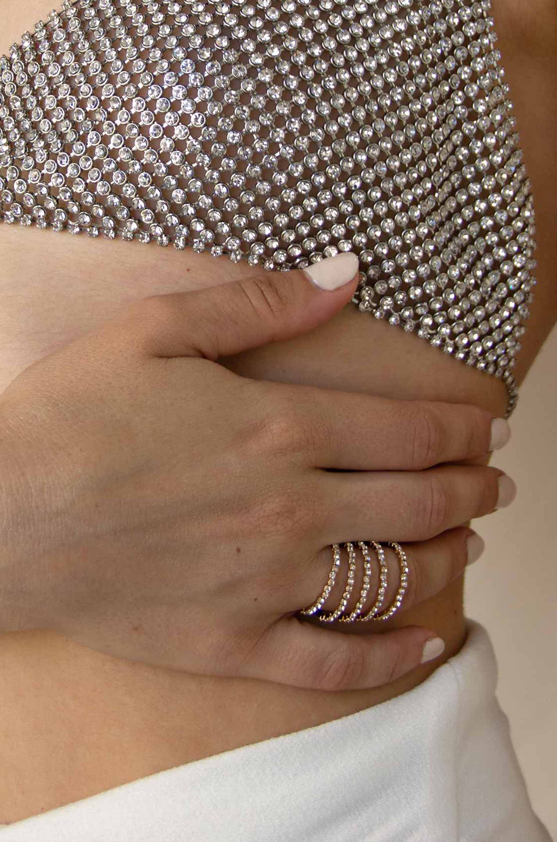 Spiral Down Crystal Ring