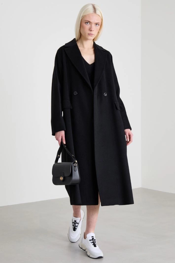 Belted wool coat - BLACK