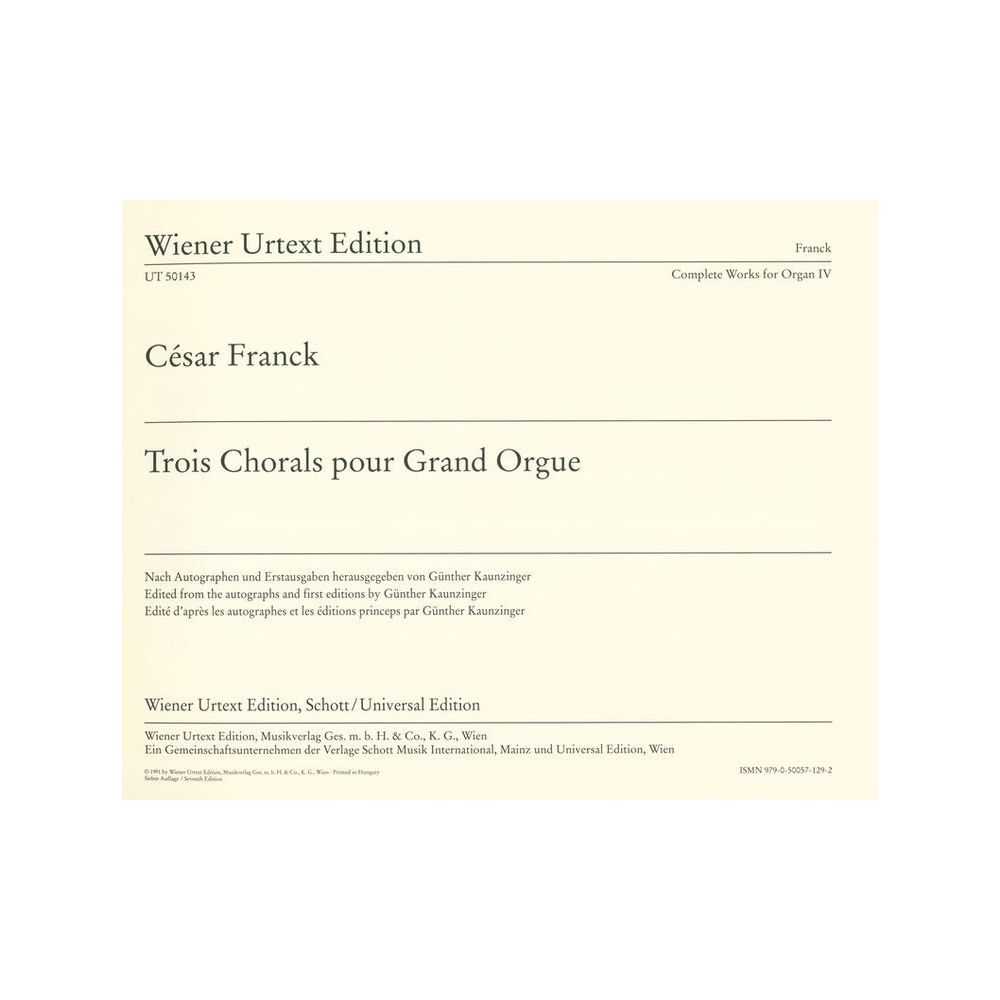 Wiener Urtext Edition Franck Trois Chorals – Thomann Ireland