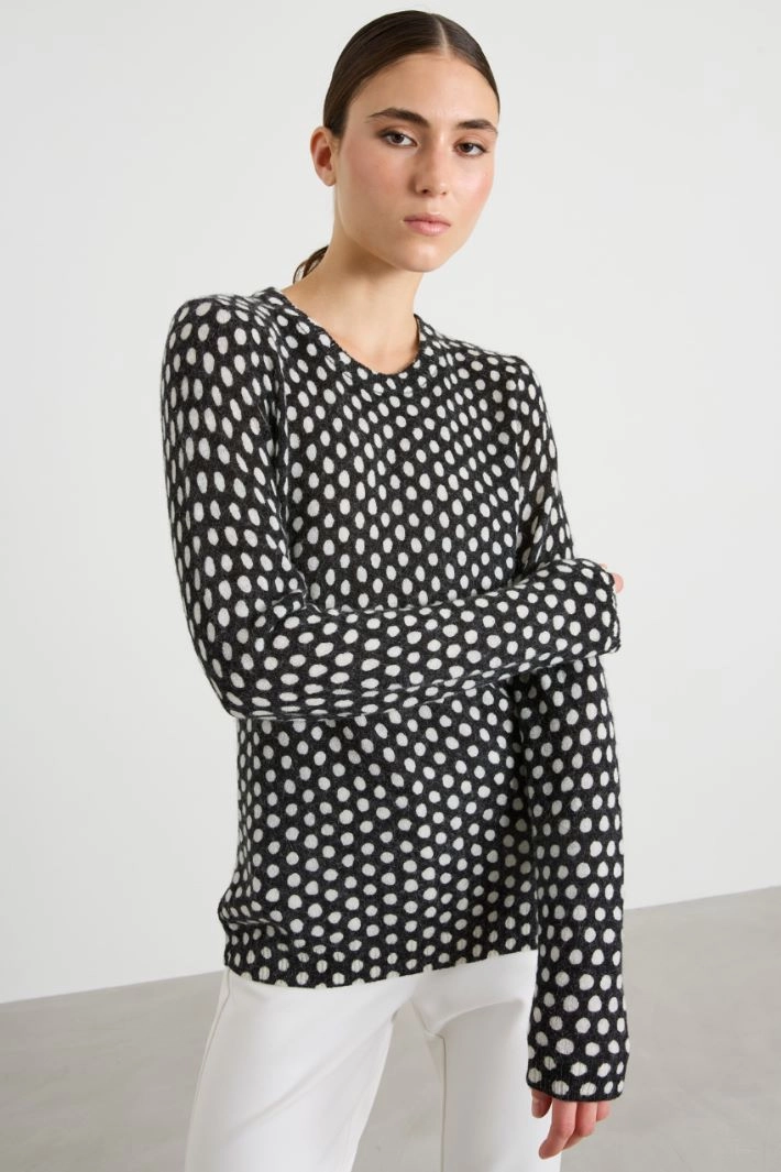 Wool and alpaca blend sweater - BLACK