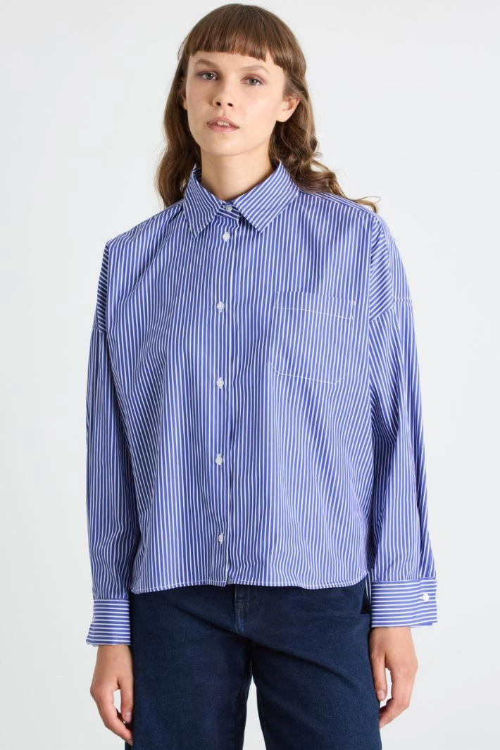 Boxy poplin shirt - PURPLE WHITE