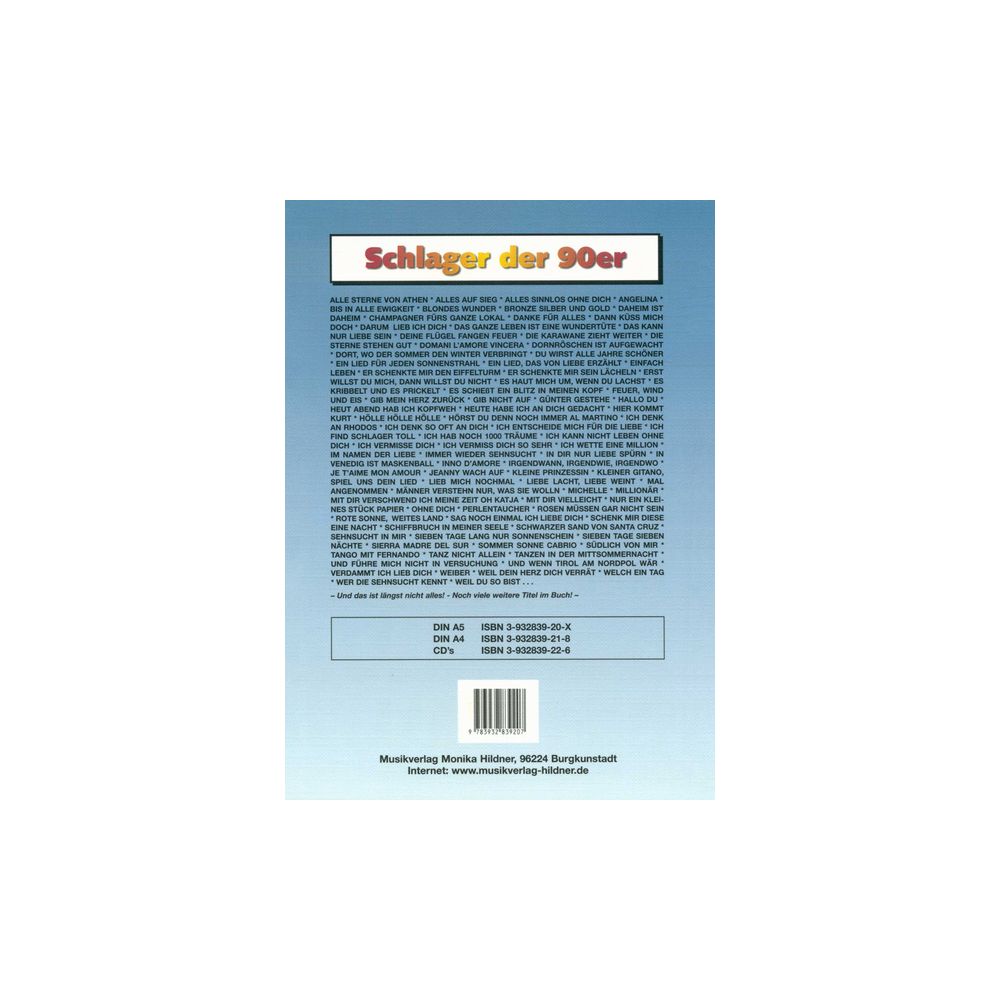 Musikverlag Hildner 140 deutsche Schlager 90 – Thomann Ireland