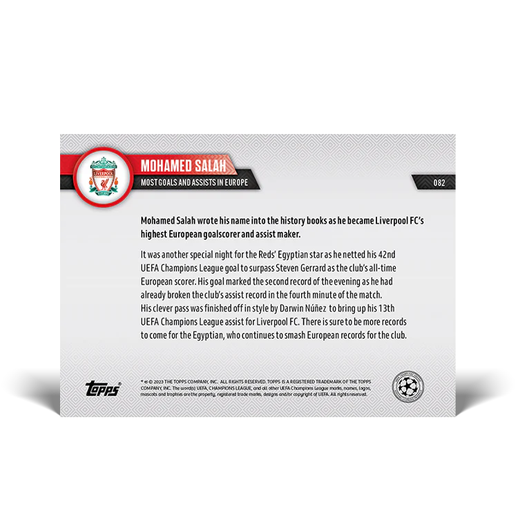 Topps UK - Club Record: Most goals and assists in Europe - UCL TOPPS NOW® Card #82
