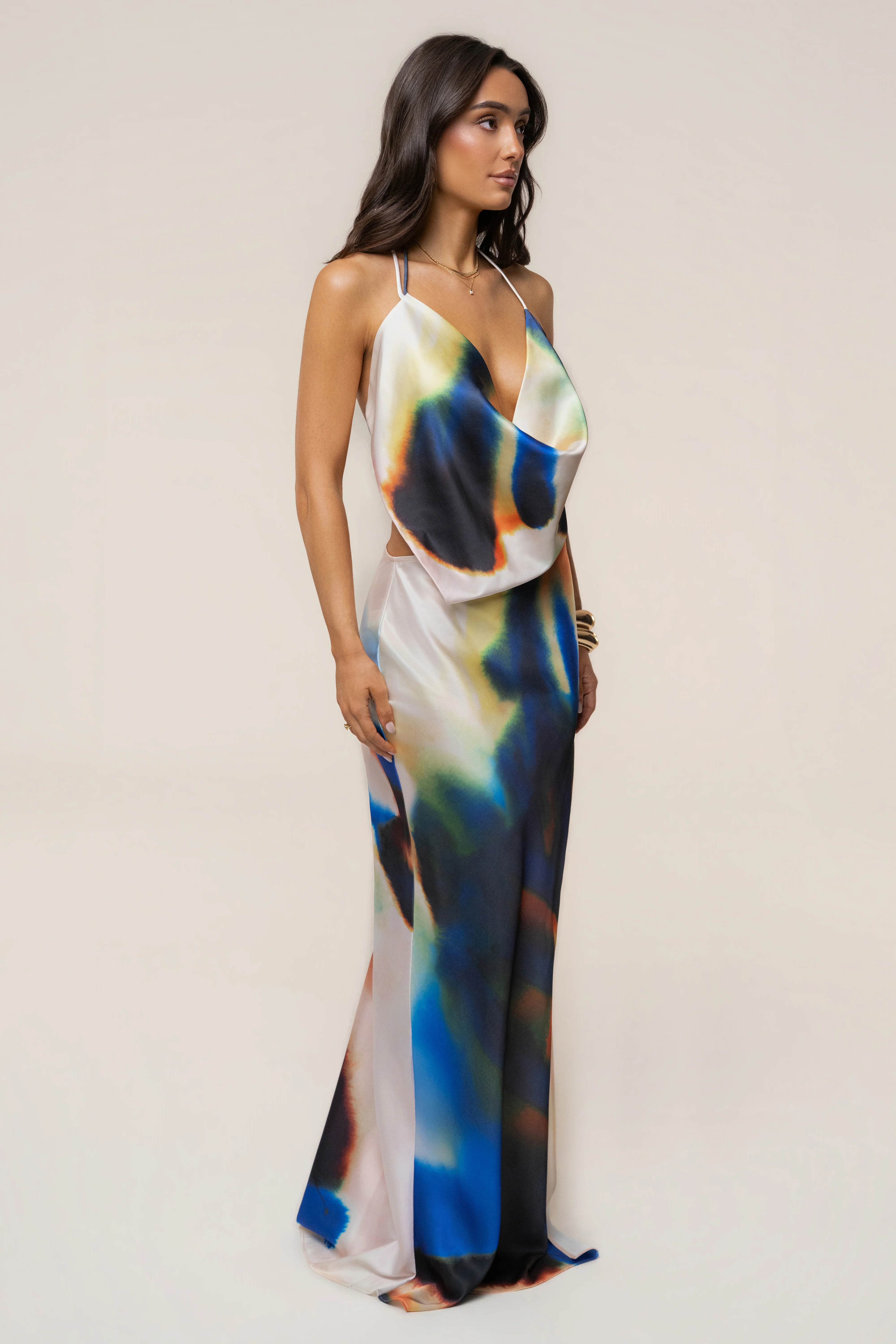Multi Delmara Cowl Maxi Dress