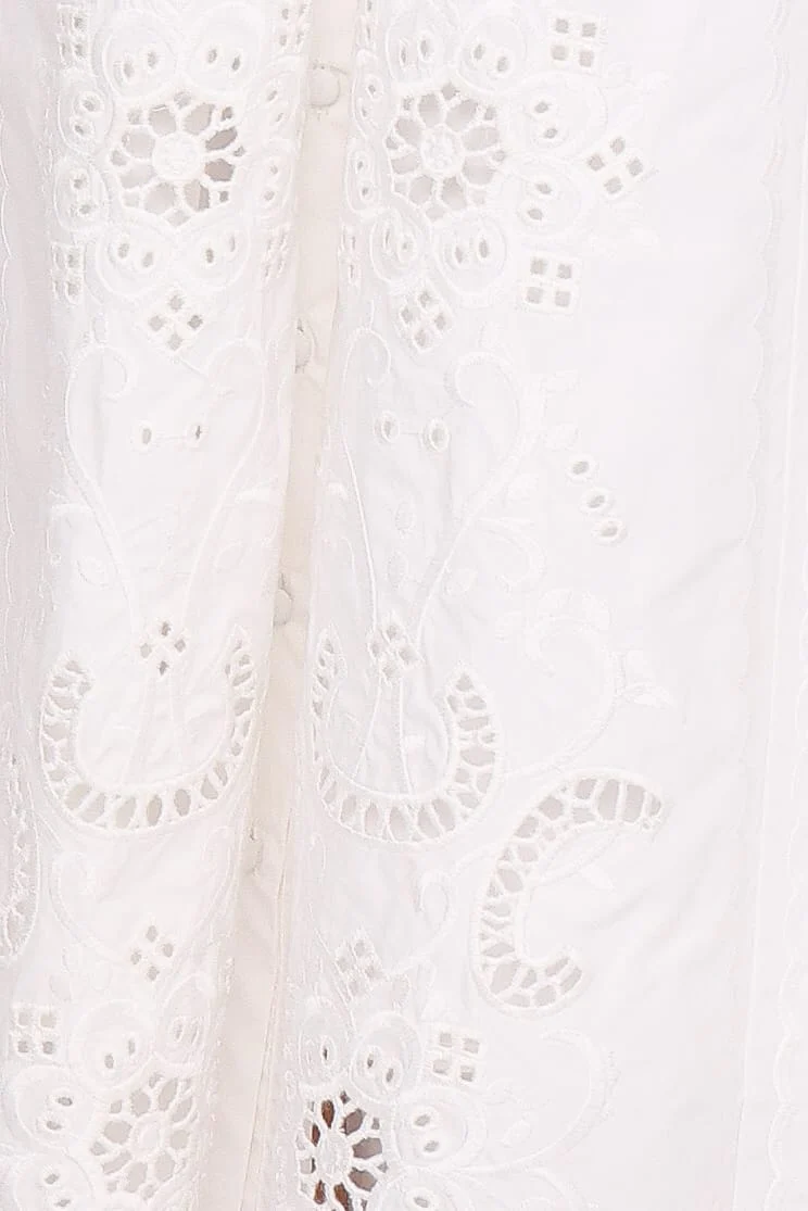 Kye Midi Skirt - White Broderie