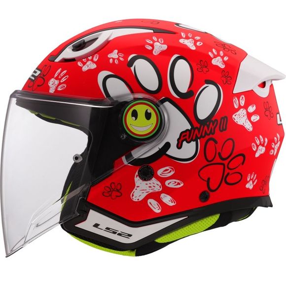 Casque jet LS2 OF622 FUNNY II - PAWS - Noir / RougeRef : LS1046