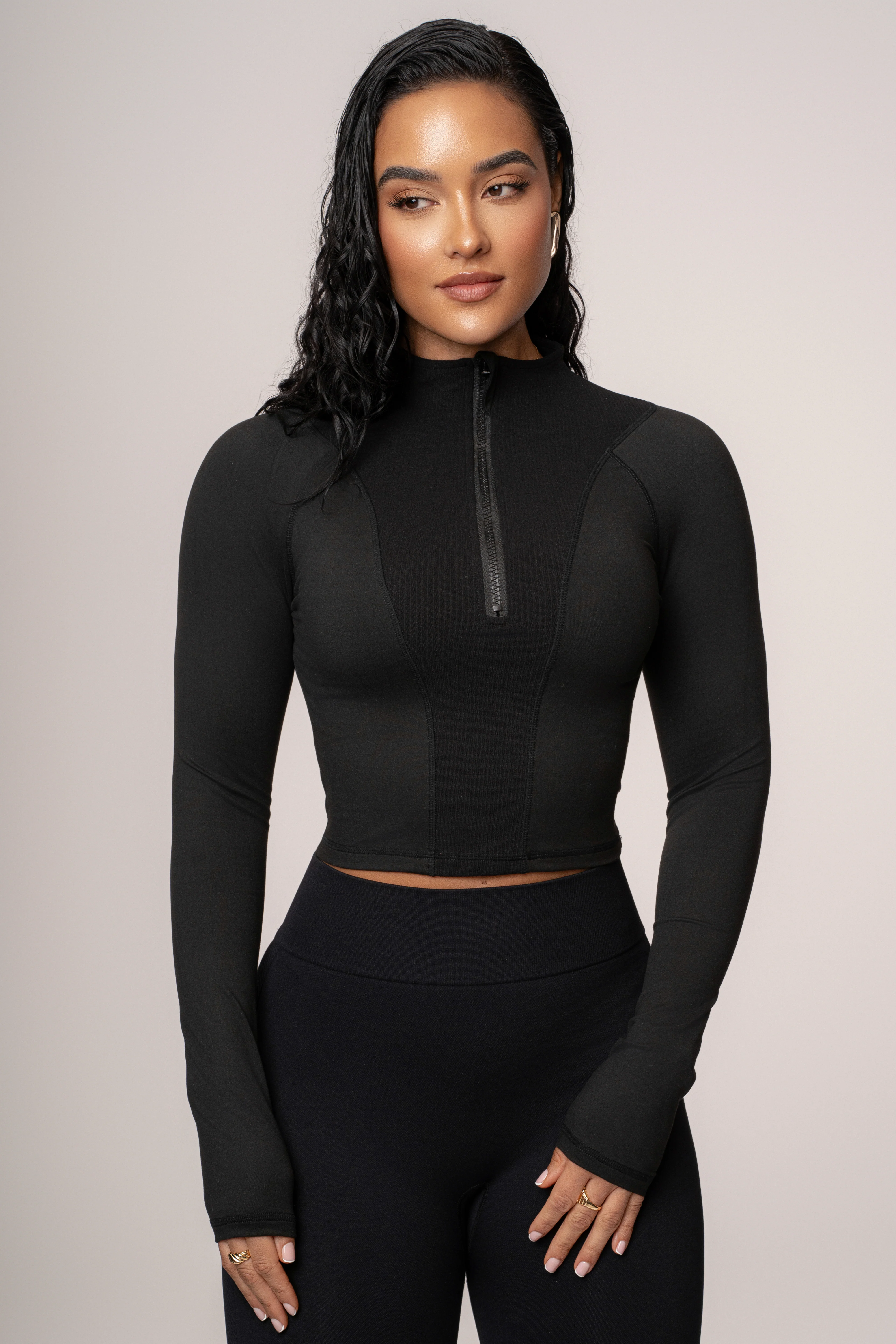 Black Momentum Ribbed Top
