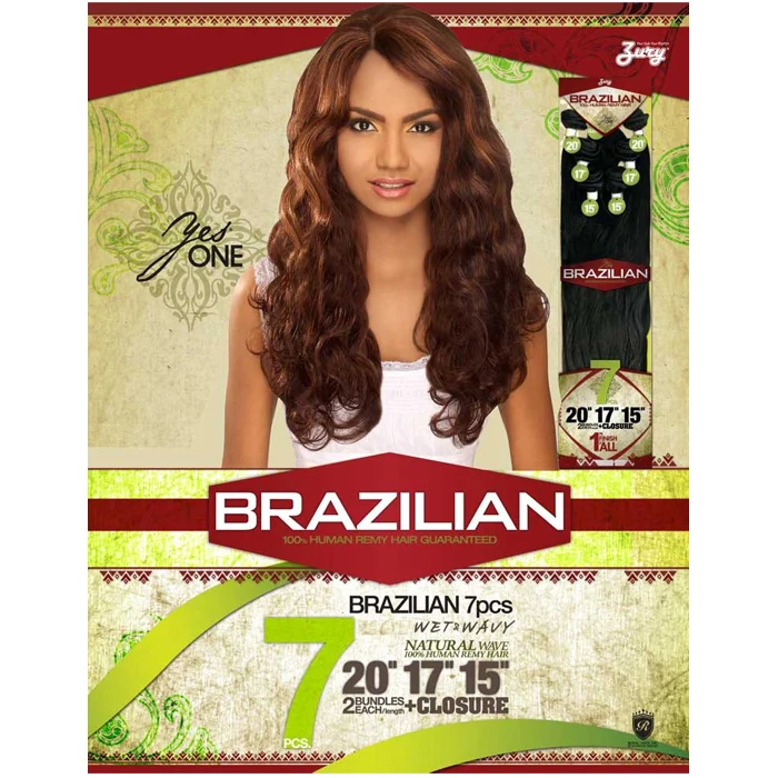 Zury Sis Yes One Brazilian 100% Remy Human Hair Wet & Wavy Weave - REMY BODY (1Pack Finish-7Pcs) 16/18