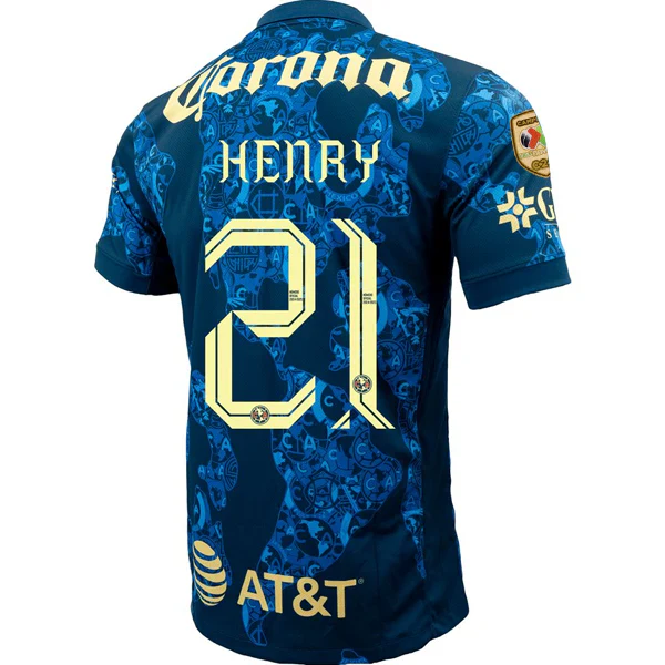 Club America Henry Martin Away Jersey w/ Liga MX C24 Patch 24/25 (Valerian Blue/Lemon Chiffon)