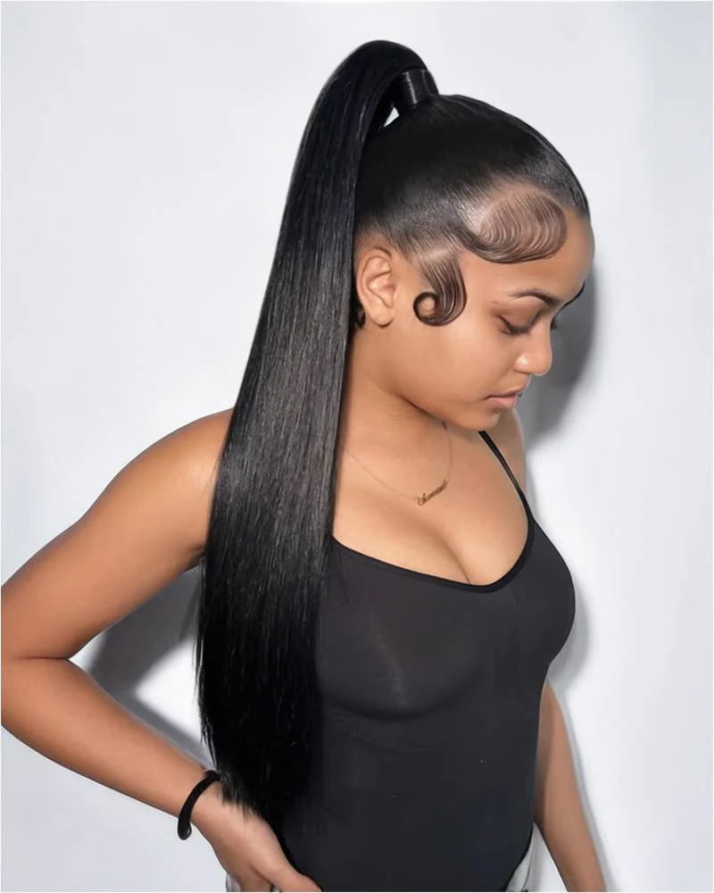 Ophirawig 360 Full Lace Glueless Silky Straight Wig Invisi Drawstring Natural Black Pull & Go