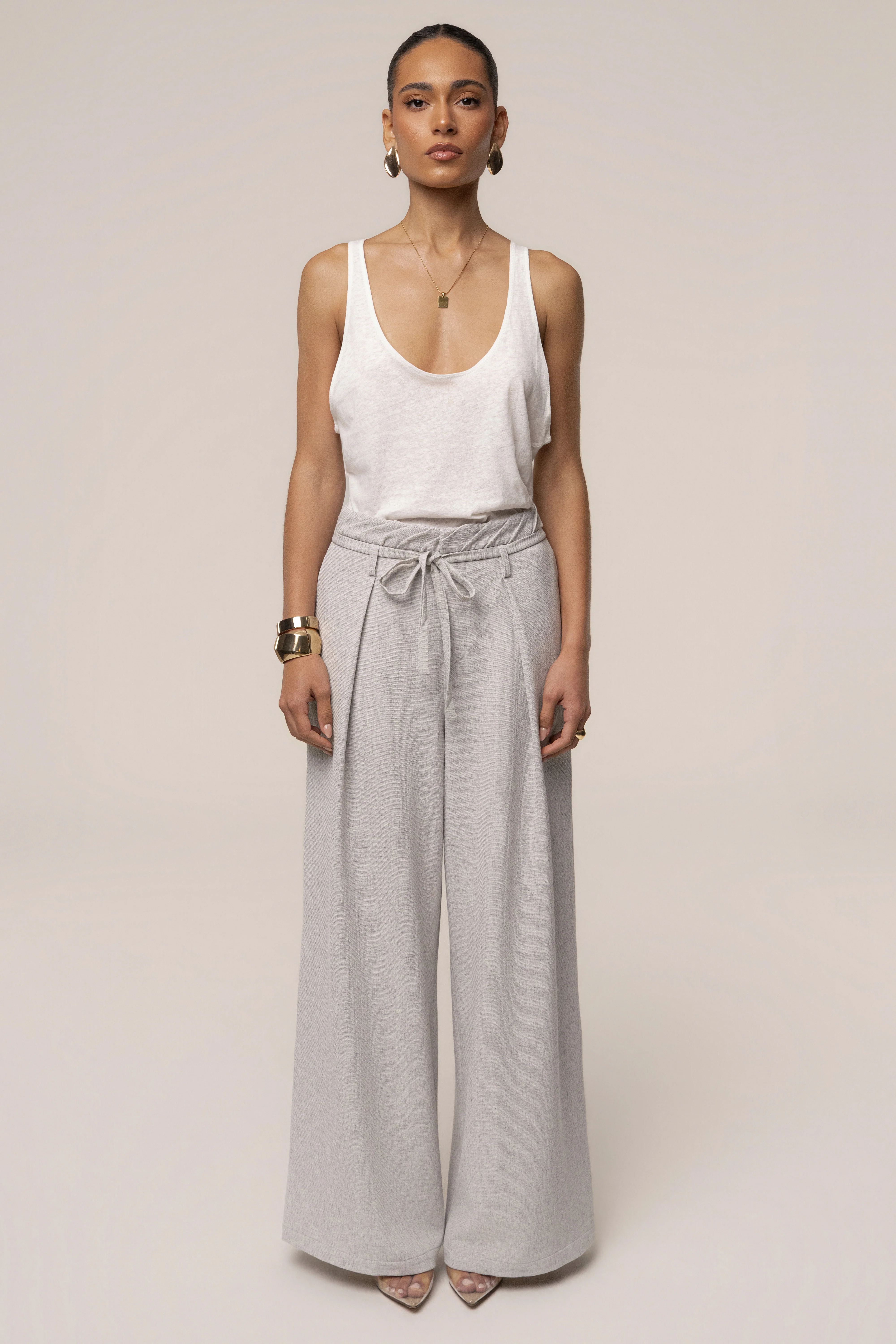 Heather Grey Refined Ease Wide Leg Pants