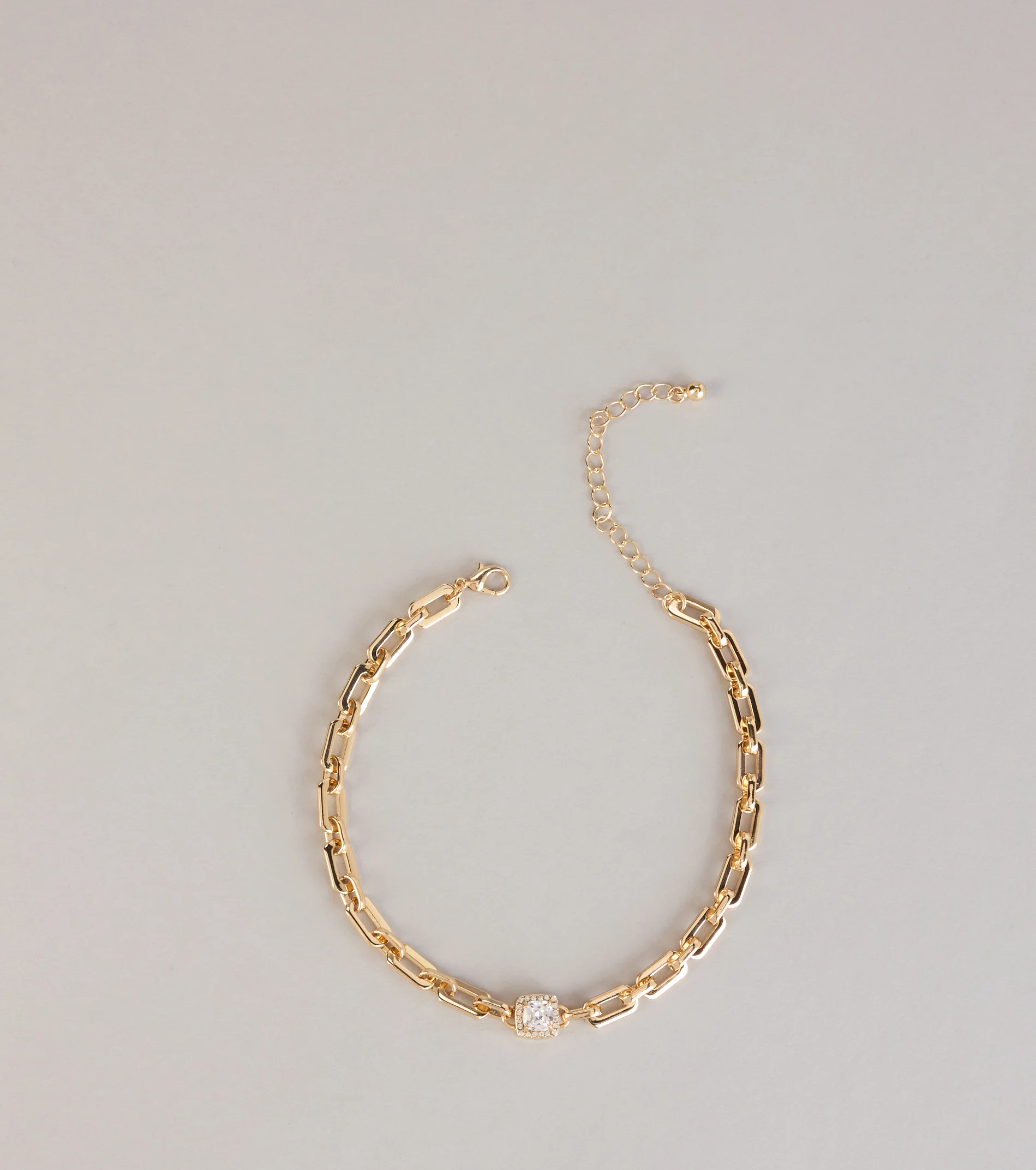 Locked In Shine Rhinestone Chunky Chain Necklace