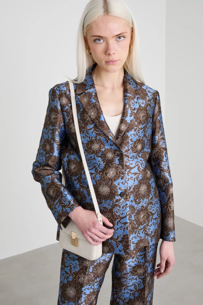Lamé brocade blazer - BROWN LIGHT BLUE