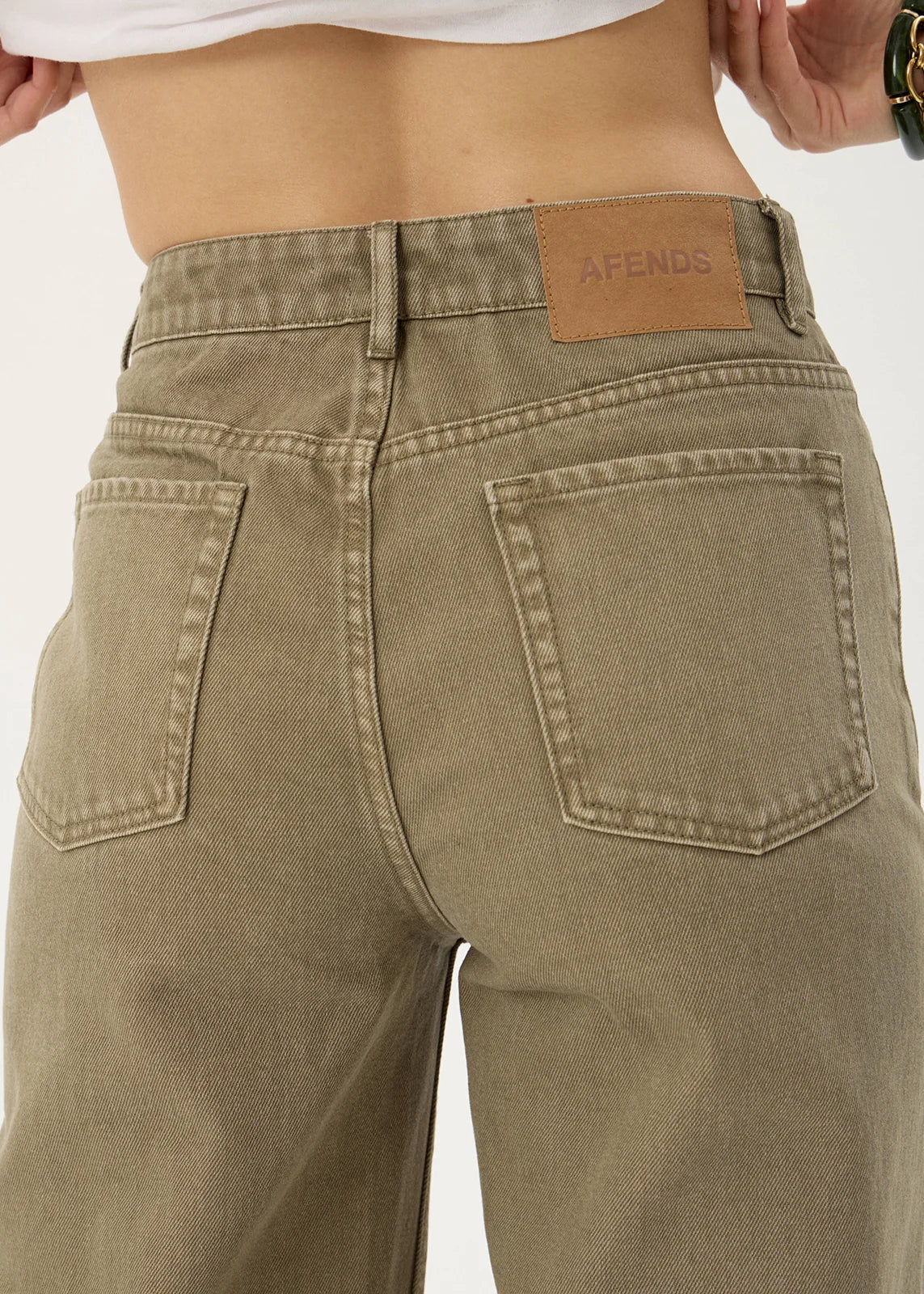 AFENDS Womens Bella - Denim Wide Leg Jean - Washed Olive