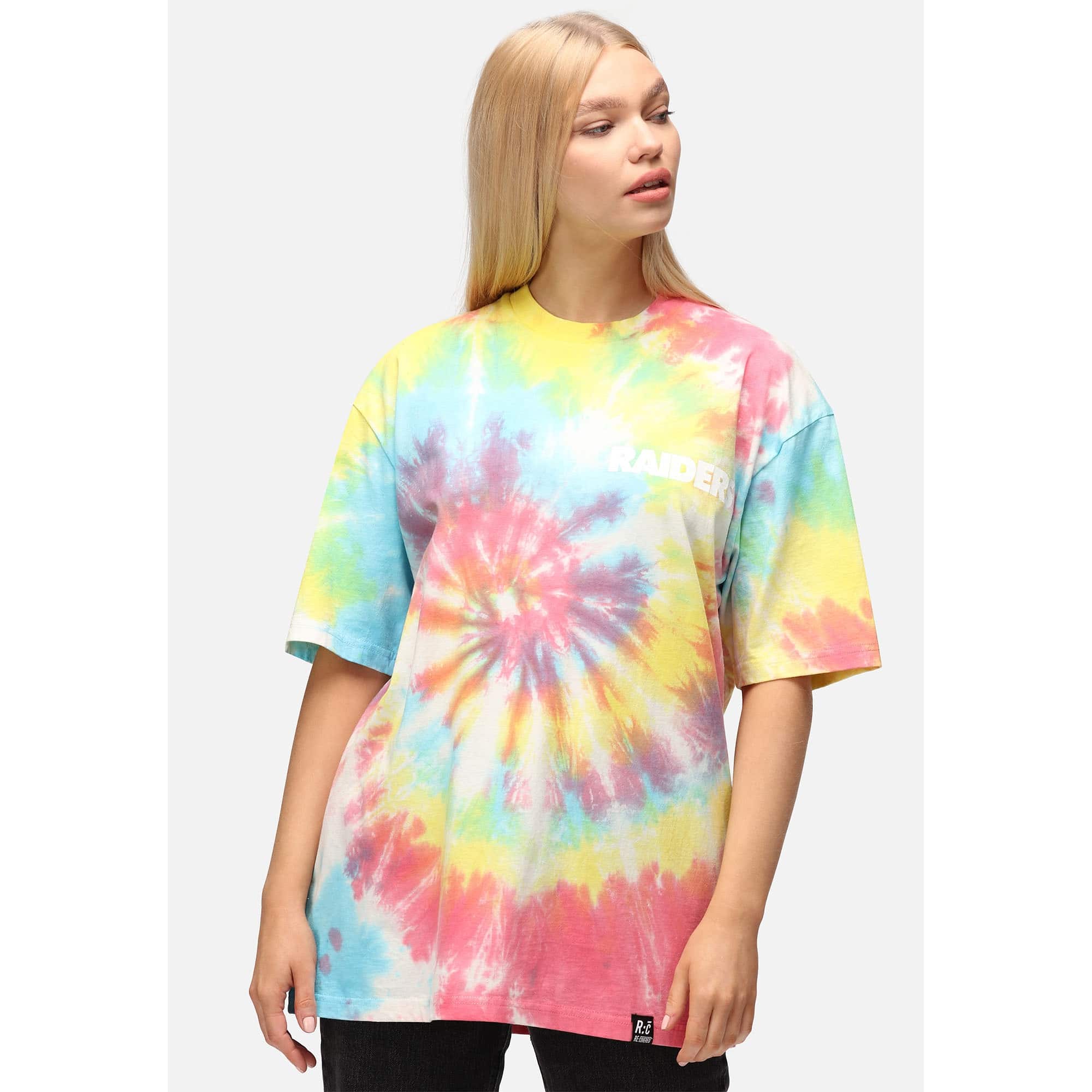 Las Vegas Raiders Rainbow Tie-Dye Recovered Relaxed NFL T-Shirt