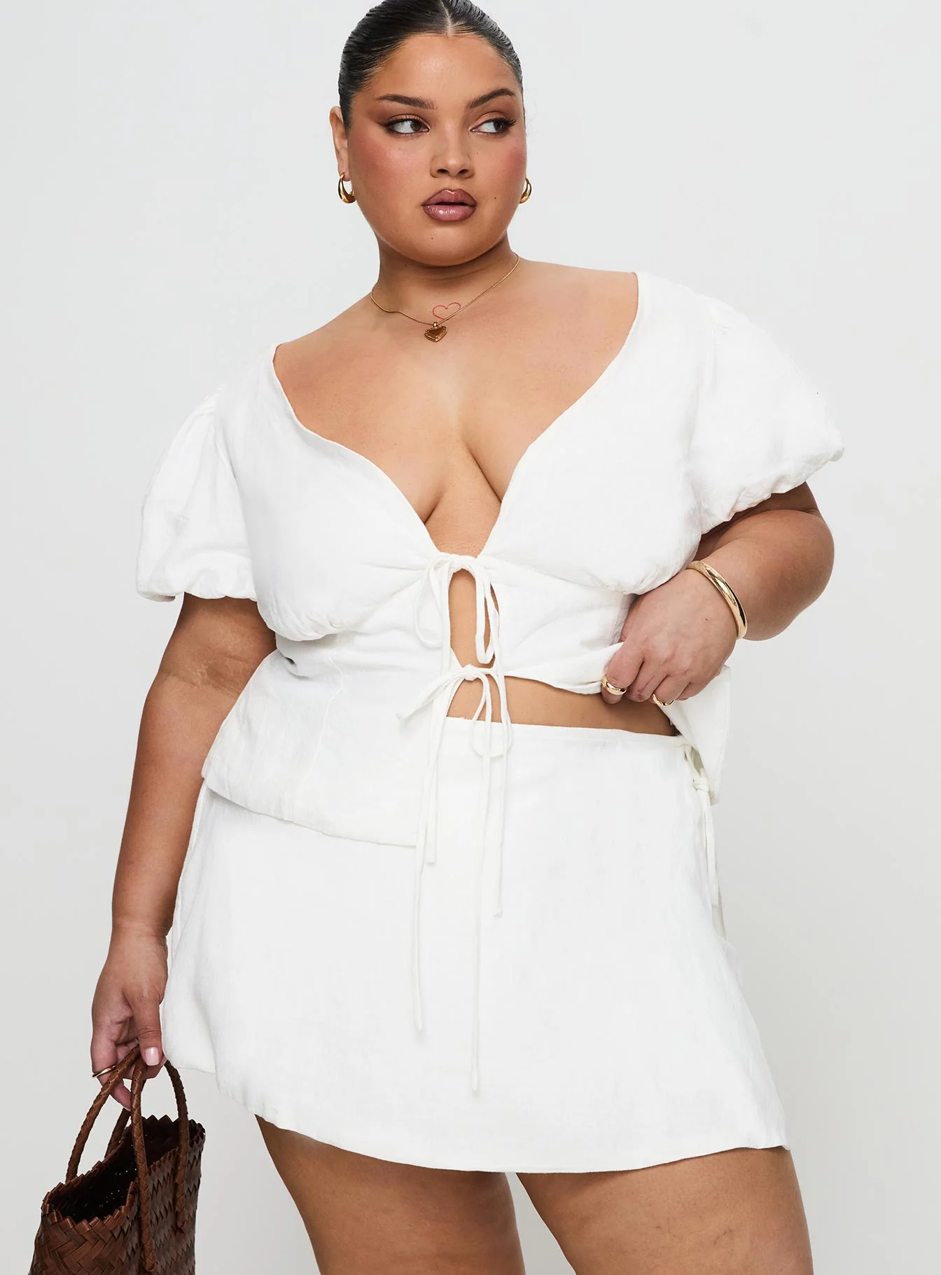 Gulliver Tie Side Mini Skort White Curve