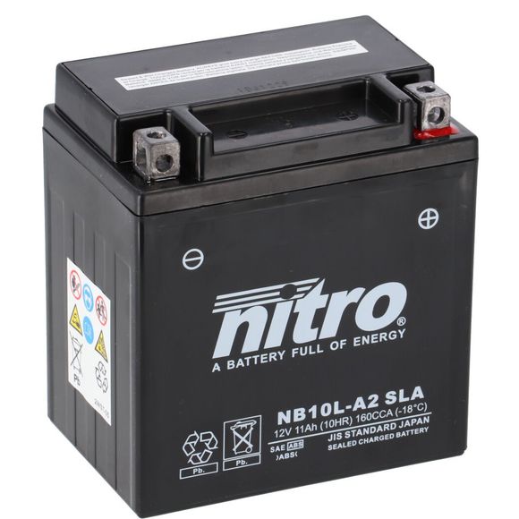 Batterie Nitro NB10L-A2 SLA SLA FERME TYPE ACIDE SANS ENTRETIEN/PRÊTE À L'EMPLOIRef : NB10L-A2 SLA
