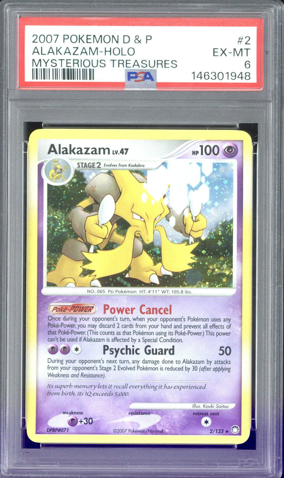 2007 Pokemon D&P Alakazam - Holo Mysterious #2 PSA 6