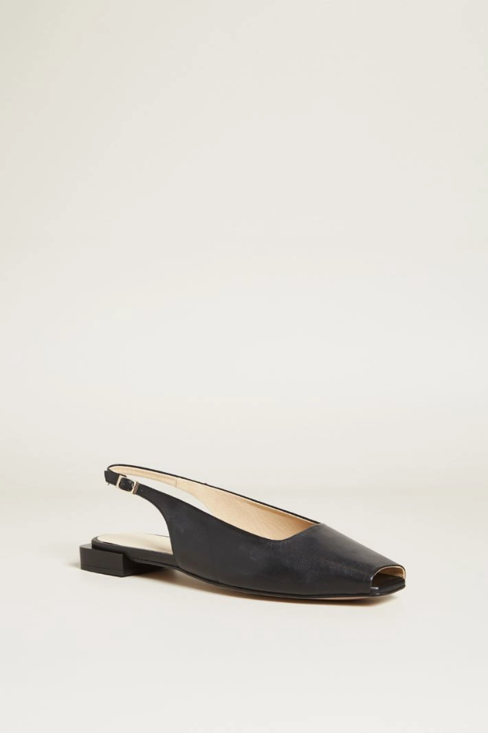 Leather slingback ballerinas - BLACK