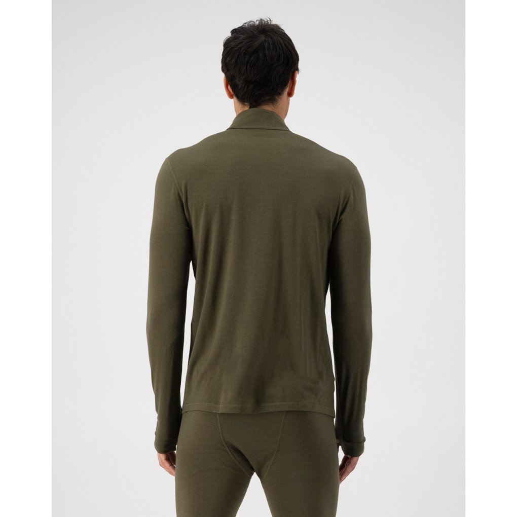 Mons Royale Cascade Merino 1/4 Zip Base Layer Long Sleeve Men - dark olive
