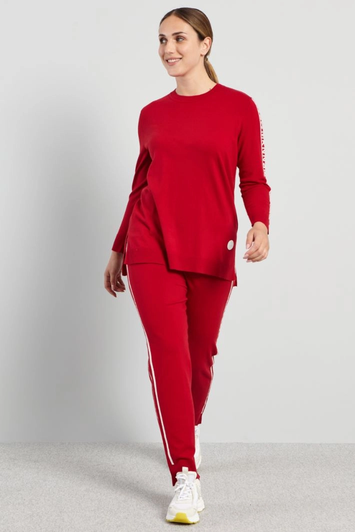 Viscose sweater - RED WHITE
