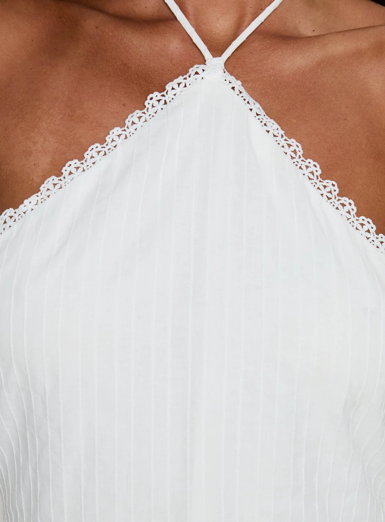 Harie Arrow Neck Halter Mini Dress White
