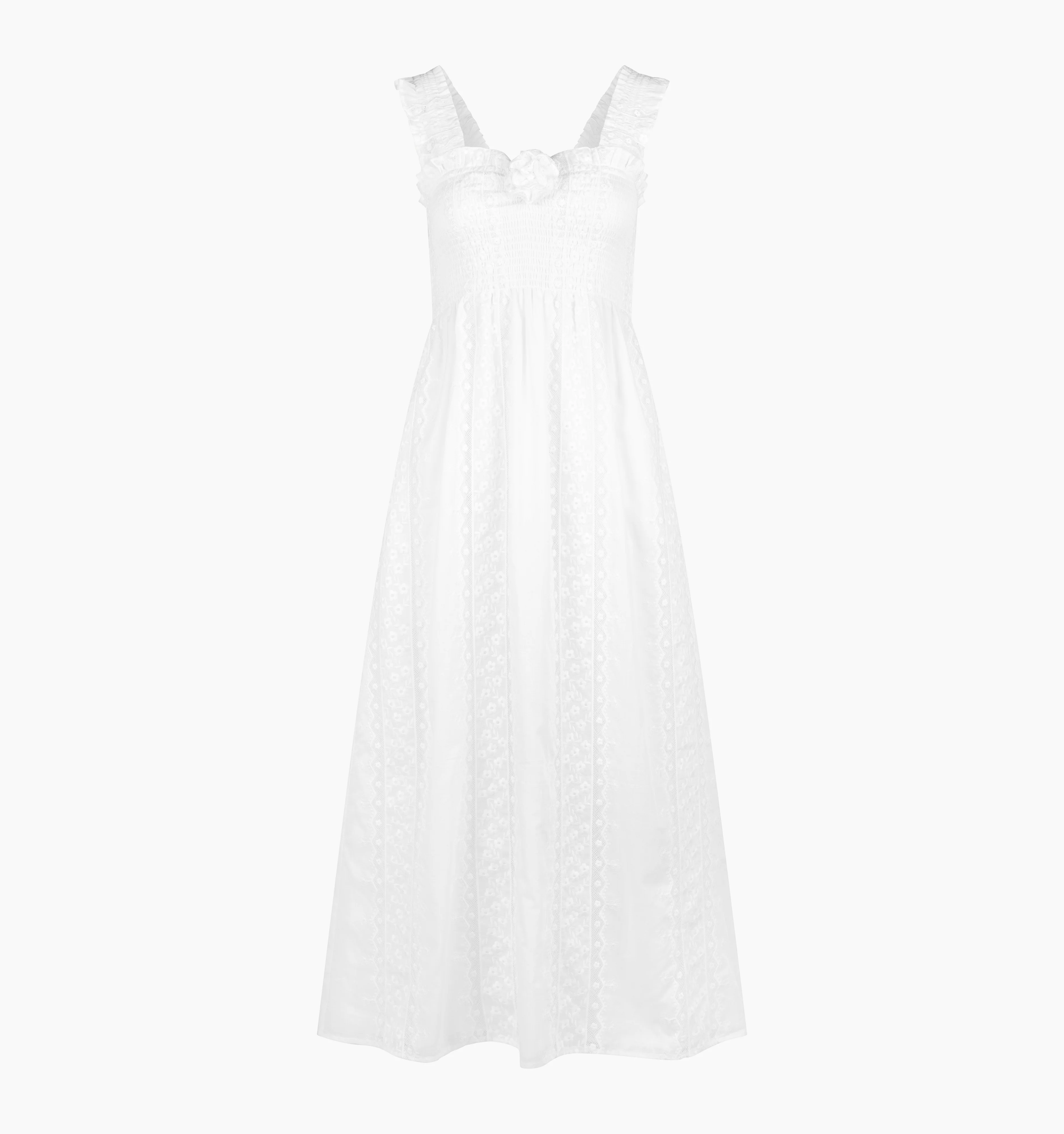 The Rosetta Nap Dress - White Broderie Voile