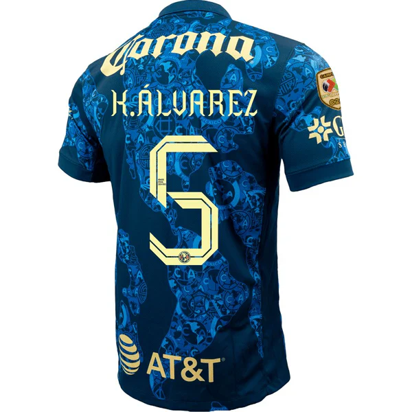 Club America Kevin Álvarez Away Jersey w/ Liga MX C24 Patch 24/25 (Valerian Blue/Lemon Chiffon)