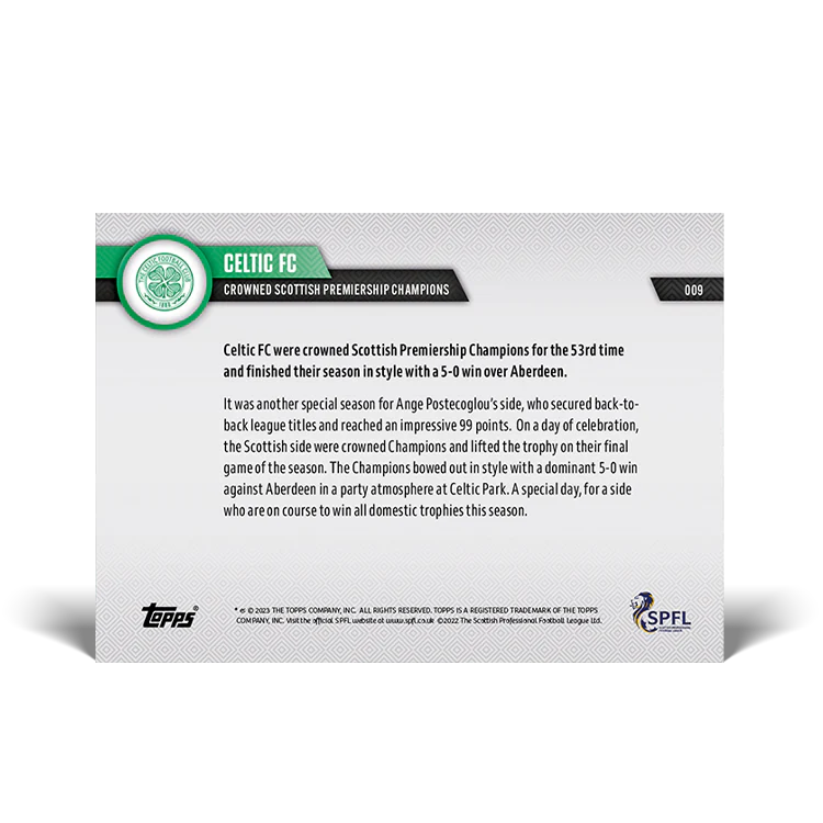 Crowned Scottish Premiership Champions - SPFL TOPPS NOW® UK Card #9