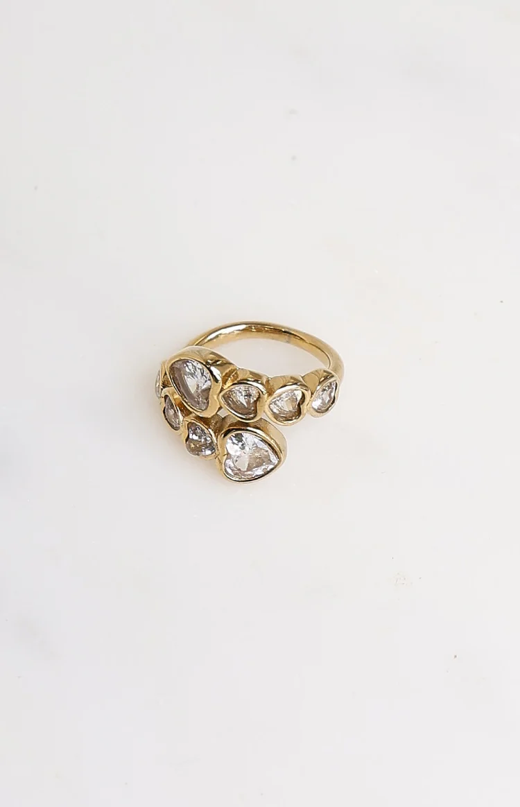 Amore Gold Heart Diamante Wrap Ring