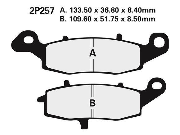 Nissin semi-metallic road brake pads - 2P-257NSRef: NI00057A / 1036705