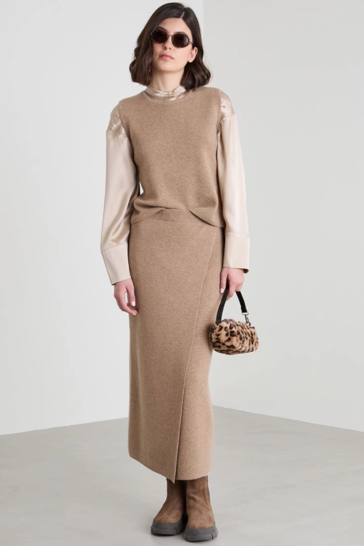 Wool and cashmere top - BEIGE