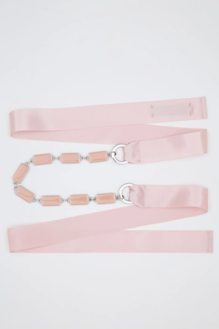 Enamelled-chain belt - PINK