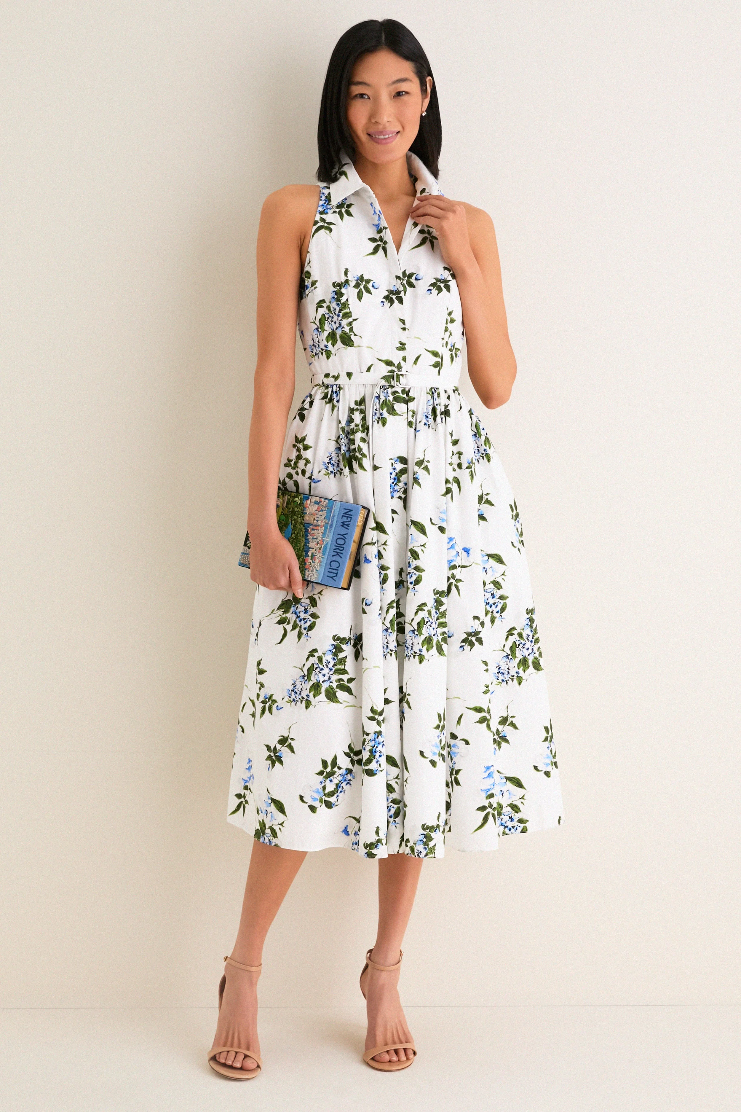 White and Lilac Lillies Norika Dress