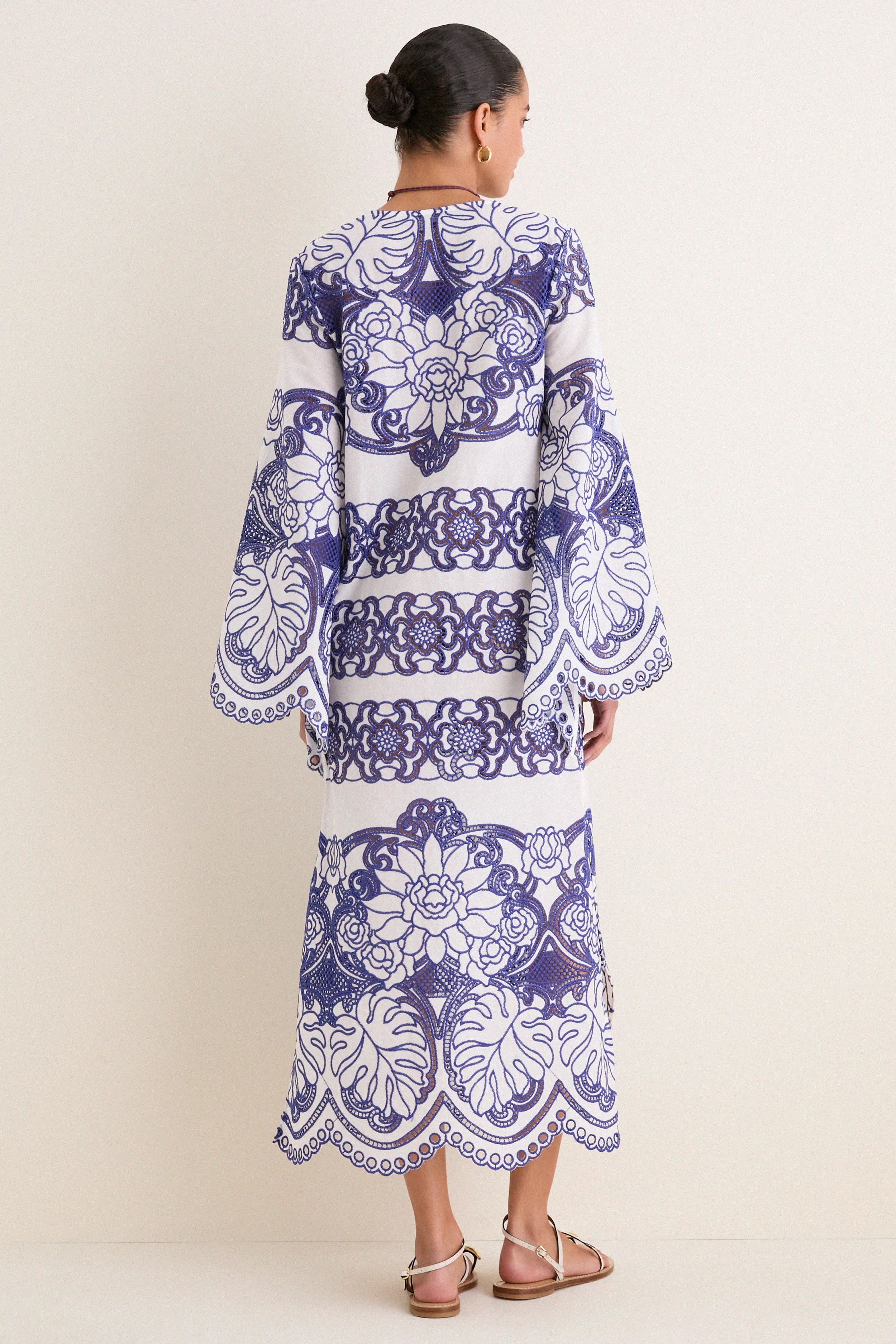White and Blue Clea Lace Dress