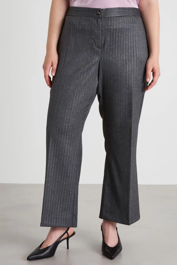 Lamé pinstripe twill trousers - DARK GREY