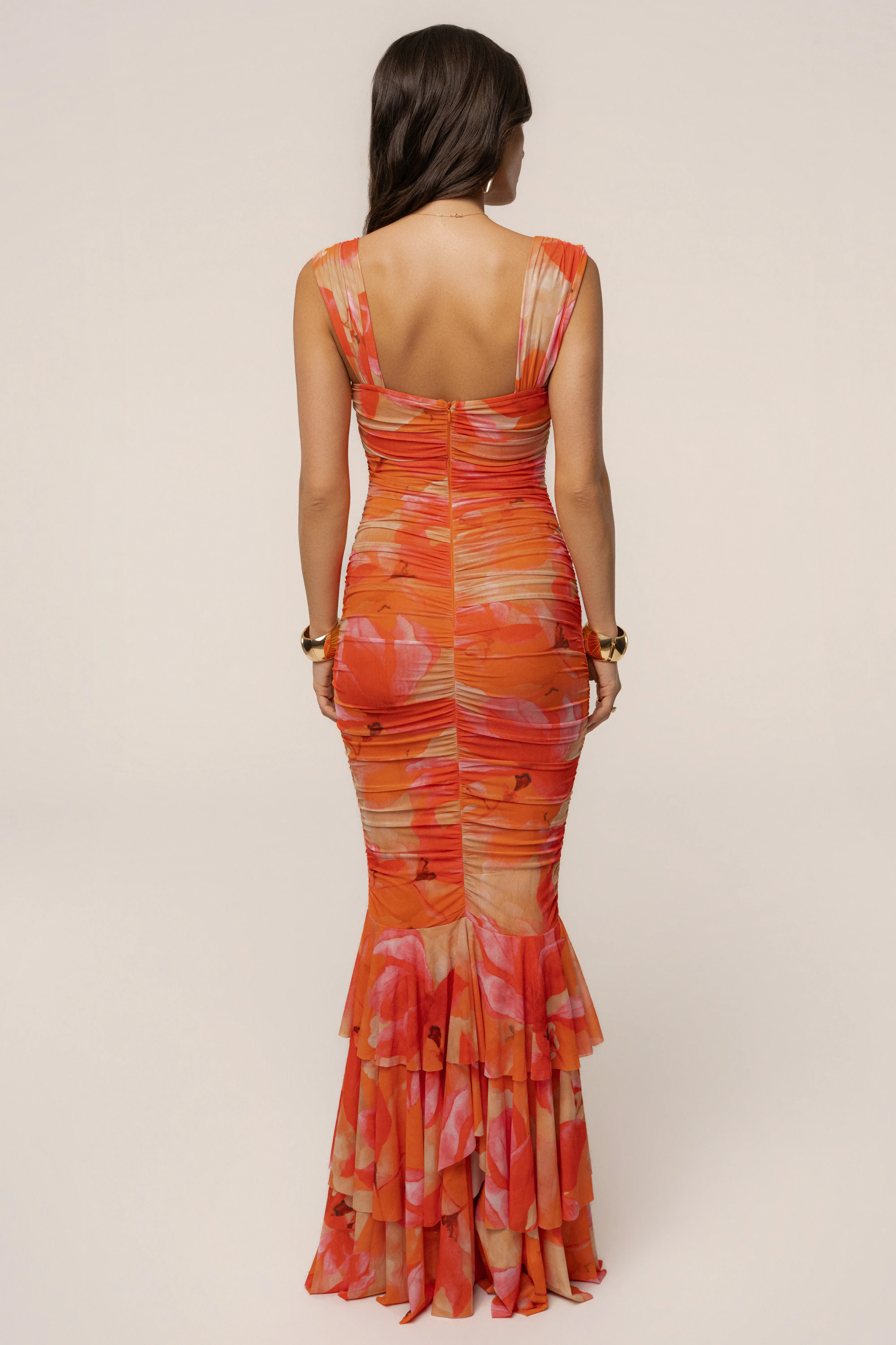 Orange Petal Radiance Maxi Dress
