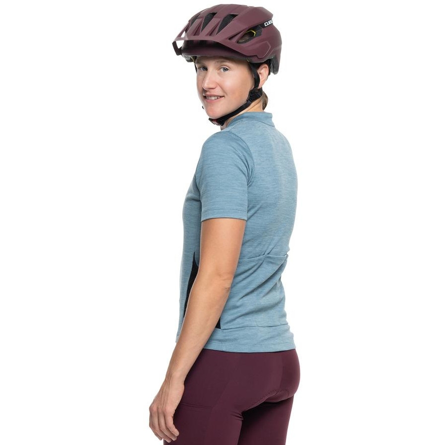 CUBE Gravel Full Zip Cargo Short Sleeve Jersey Women - blue