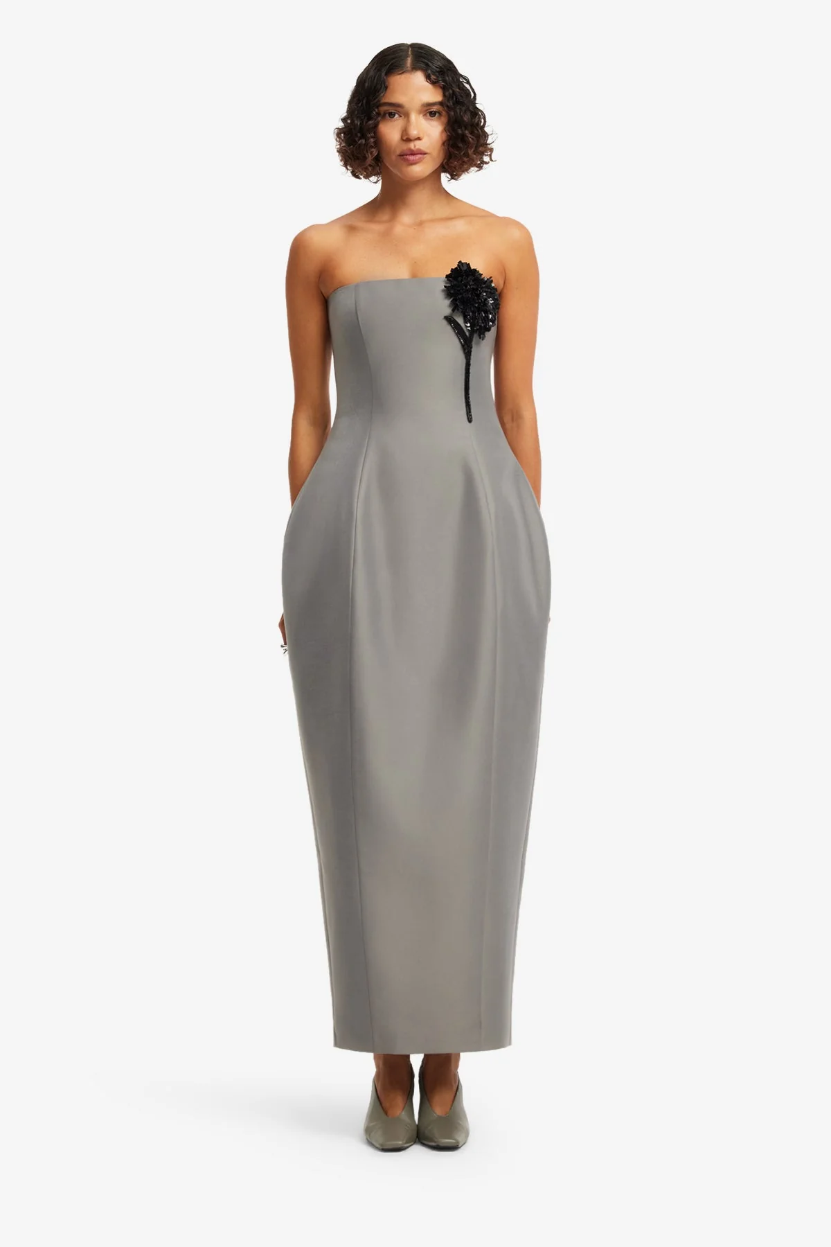 Jessica Cocoon Bustier Maxi Dress - Steel