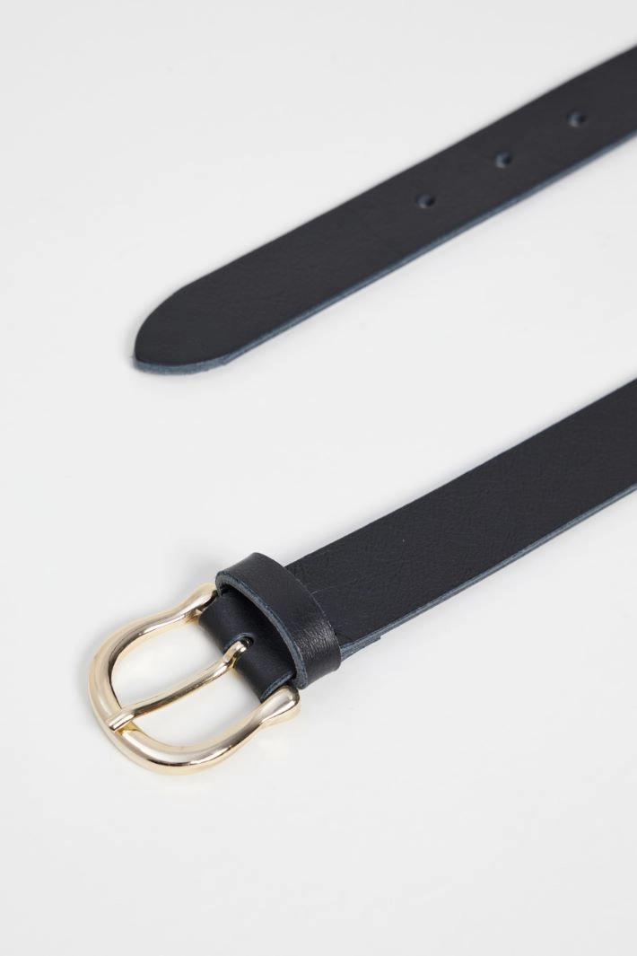 Round buckle belt - BLACK