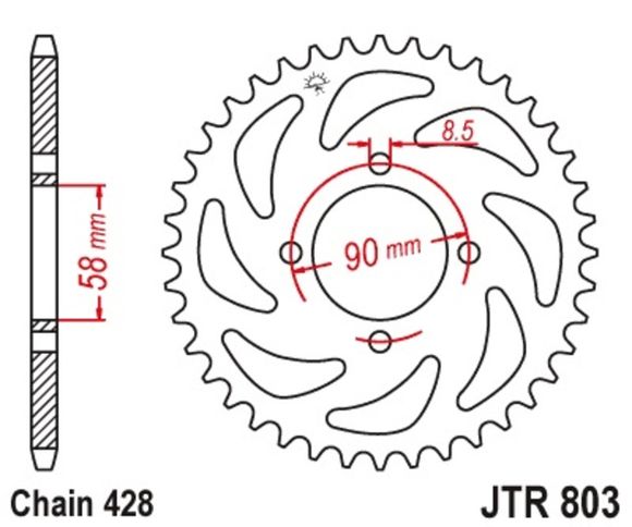 JT. Ultra-Light Steel Anti-mud Hard Anodized Sprocket 803 - 428Ref: Jtc01142A / 1096596001