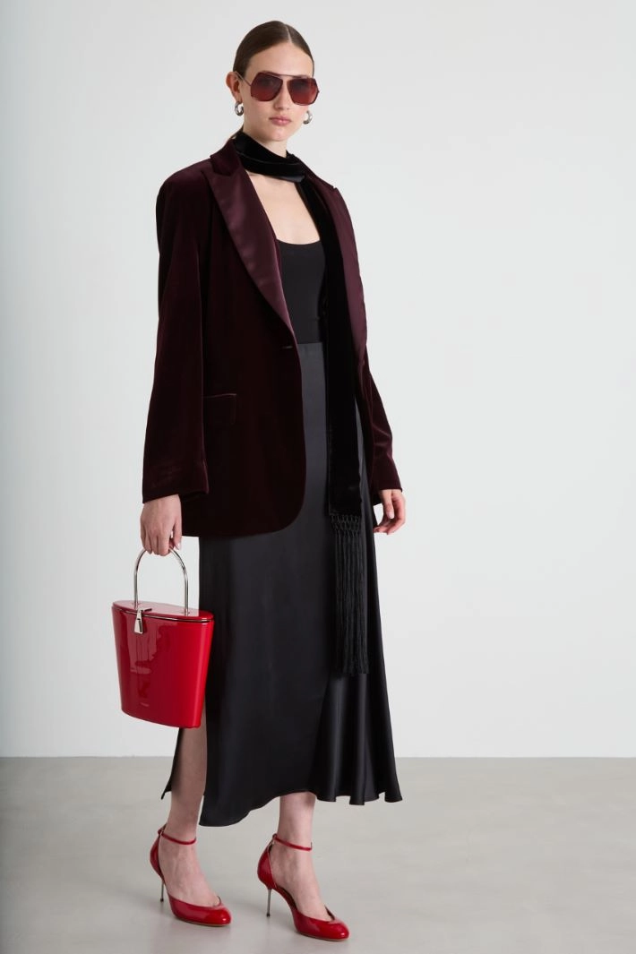 Satin godet skirt - BLACK