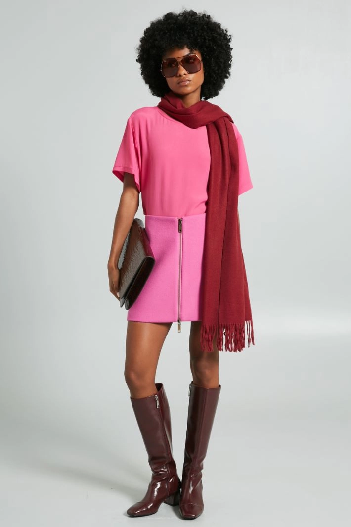 Boxy fit silk blend blouse - FUCHSIA